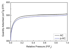 산소 플라즈마 처리한 활성탄소의 BET 분석 결과 (isotherm linear plot)