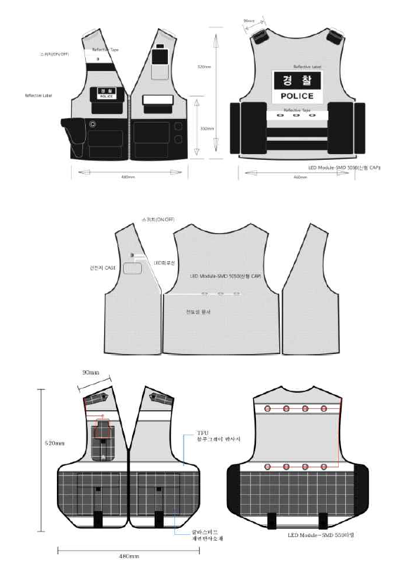 경찰청 LED 조끼 구상 설계도
