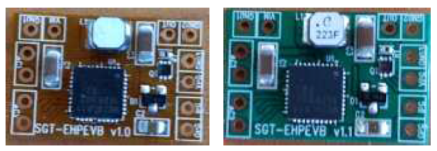 F-PCB 시작품(좌), FR4 시작품(우)