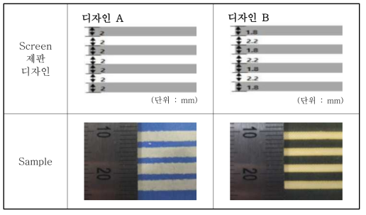 Screen 제판 디자인별 printing sample