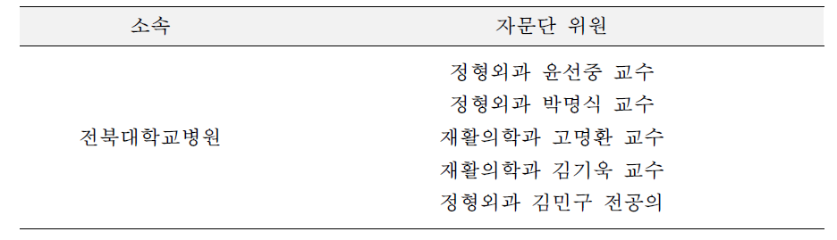 임상전문가 자문단 그룹 구성(안)