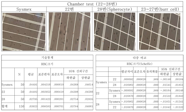 기준시약과 BACS 시약의 REC 크기 측정