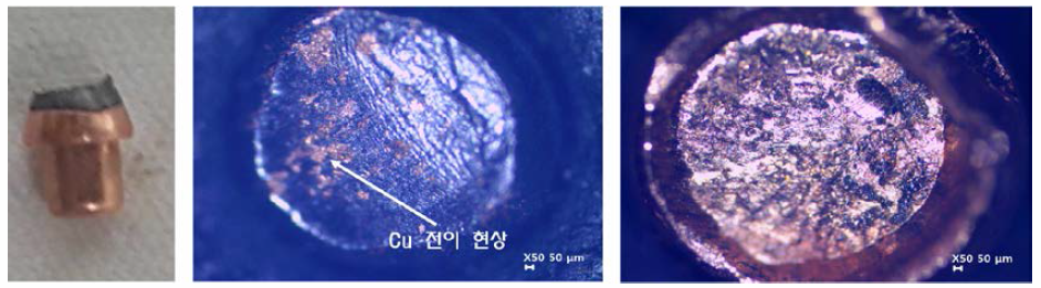 접점 Rivet cladding 1차 성형 단면 사진