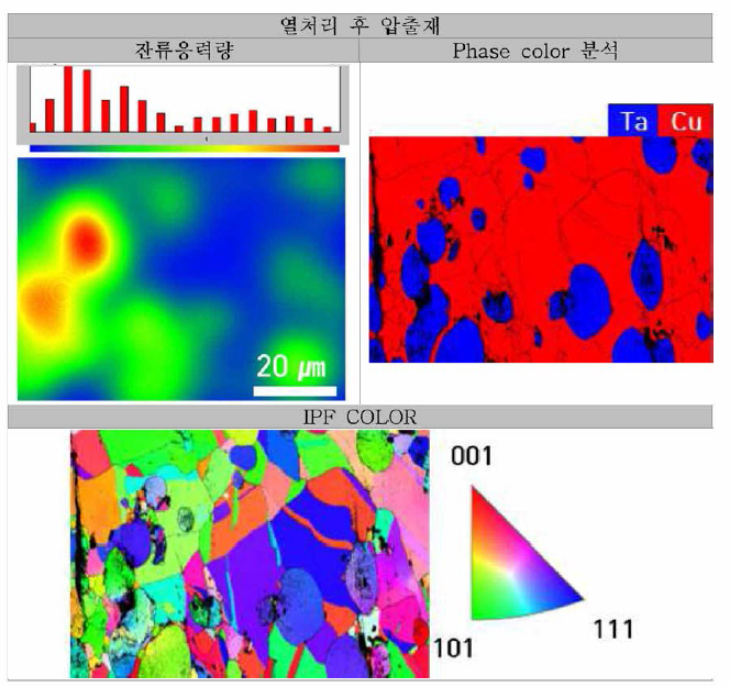 열처리 후 압출재의 EBSD 분석 결과