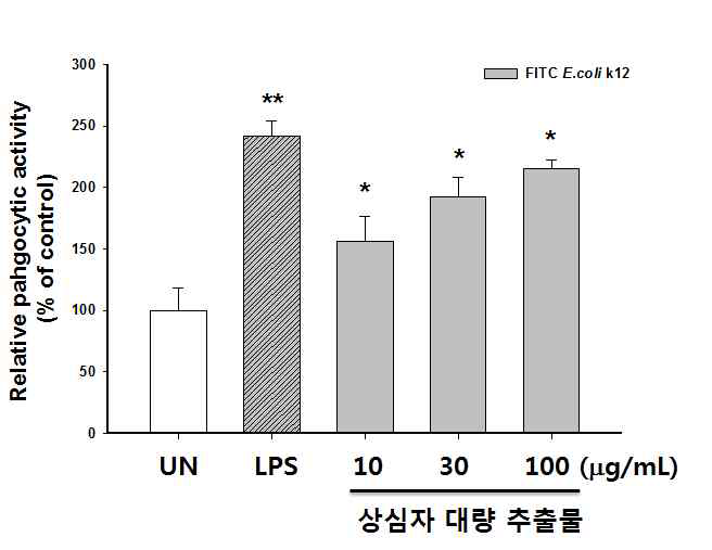 상심자 대량추출물의 탐식능