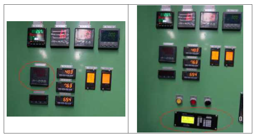 진공 CONTROLLER 개선, (좌) 1호기 진공 CONTROLLER(NX9) , (우) 2호기 진공 CONTROLLER(GCP3000)