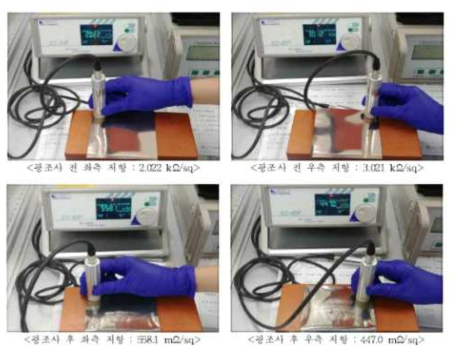 광조사에 의한 소결에 따른 전도도 발현 면적 평가