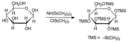 실란(TMCS, HMDS) 적용 셀룰로오스 표면개질 화학반응식