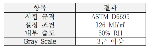 성형품 내광성 시험 규격