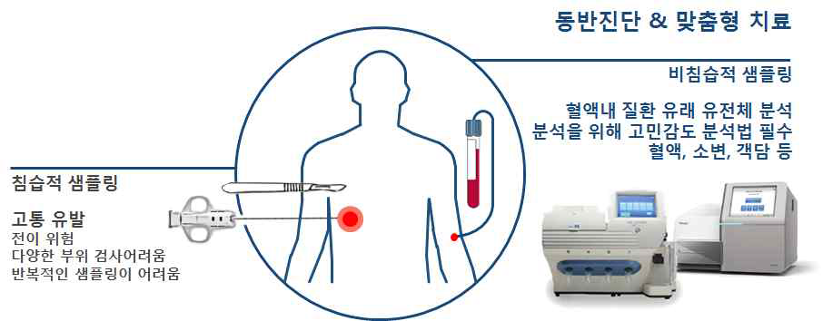 침습적 샘플링2)의 대체가 가능한 혈액을 사용한 동반진단 키트