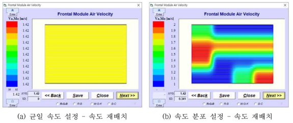 응축기 전면 공기 속도 분포 입력 값의 격자 속도 재배치 결과