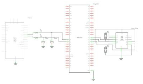 아두이노와 모터드라이브 간의 회로도