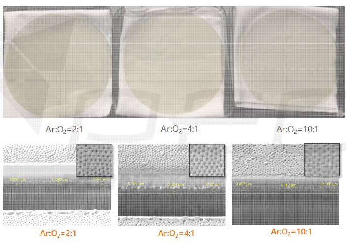 산소비율에 따른 TaOx 증착 / 단면
