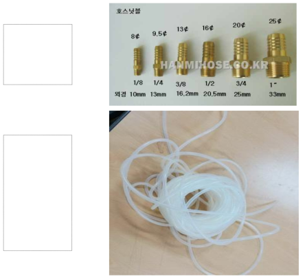 모듈에 적용된 클램프, 니플, 실리콘 호스