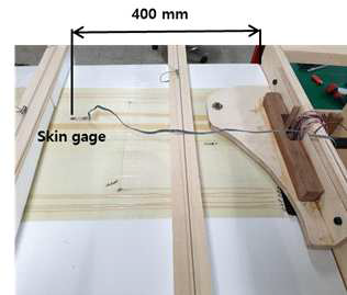 스트레인 게이지를 스킨에 부착한 형상
