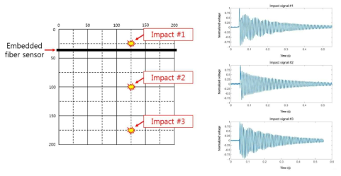 삽입 설치된 섬유형 센서를 이용한 충격 신호 취득