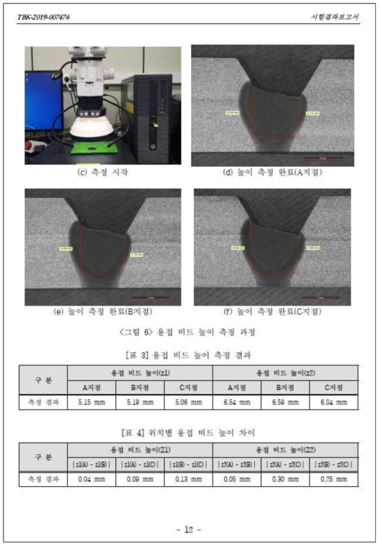 시각센서를 활용한 용접선 추적 비드형상 변화 비교