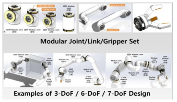 “로봇 적용 범위 확장을 위해 3종의 조인트 모듈, 최대 7자유도의 기구부 조합에 따른 제어, 인지 시스템의 자동 구성이 가능한 모듈라 매니퓰레이션 기술 개발” 산업핵심기술 개발사업의 모듈