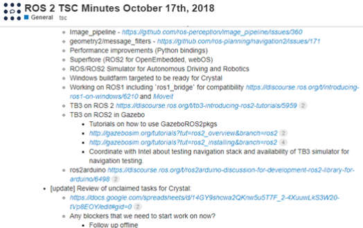 ROS 2 기술운영위원회 회의록 (2018.10)