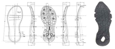 워킹슈즈 솔 도면 및 시제품