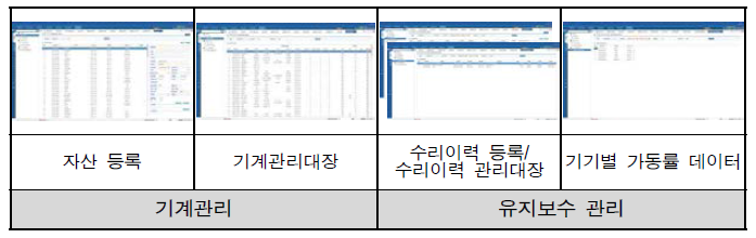 설비관리 서브메뉴