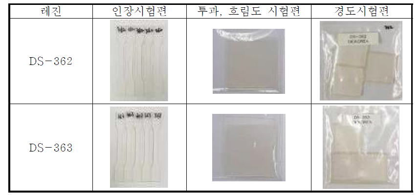 투명 소재 시험편