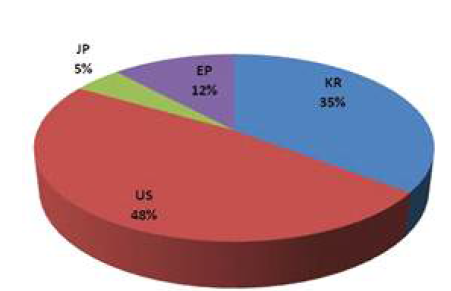주요 국가별 특허 출원 점유율