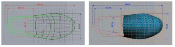 250mm 슬립온 치수적용 및 모델링_ 실측한 치수를 바탕