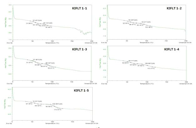 KIFLT 1-1~5의 DSC Curve