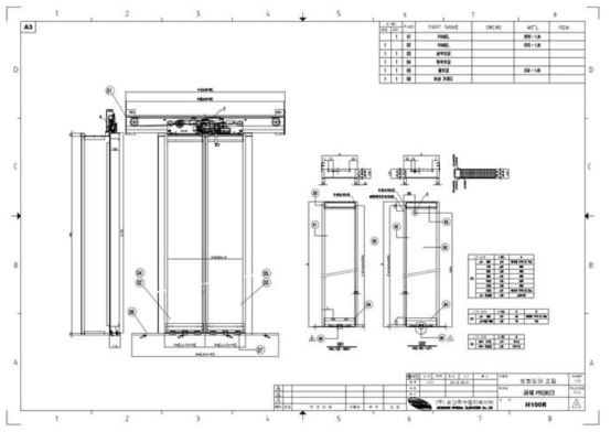 엘리베이터 시스템 보호용 방화문의 2단계 개발 최종 설계도 (3시간 차열/차염 성능을 갖춤)