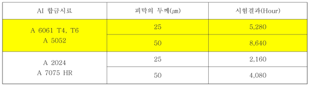 경질 양극산화피막의 염수분무시험 (Salt Splay Tester)