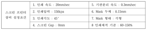 최적화된 스크린프린터 장비 설정 조건