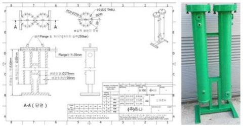제작된 Scrubber 시제품의 도면 및 실물사진
