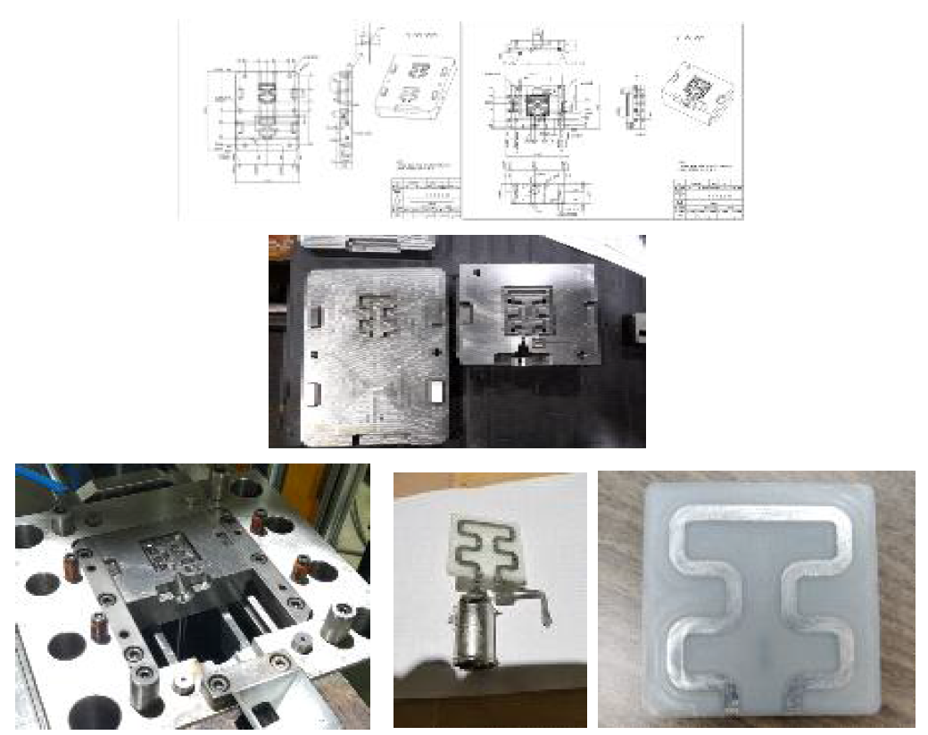 확장도선 금형 설계도, 금형 및 성형품