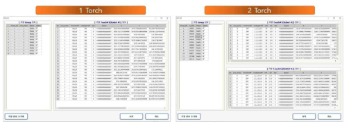 1 Torch / 2 Torch 별 가열선 개별 선택 기능 창