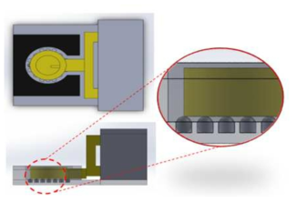 변경된 소자의 원형 접촉부 및 바닥 면 metal ball array