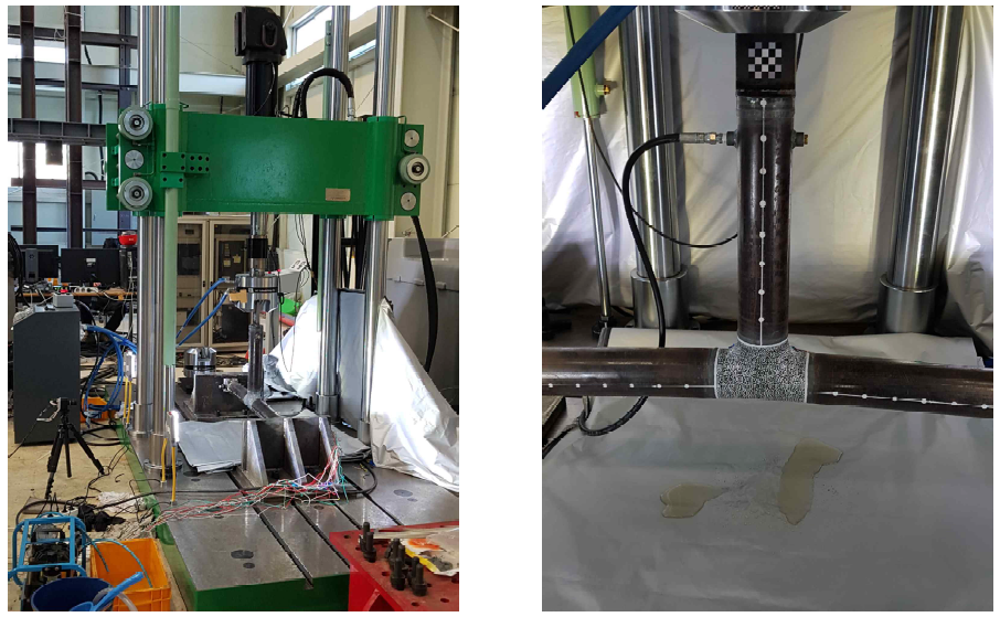 In-Plane Cyclic Loading Test 사진(Tee 관이음)