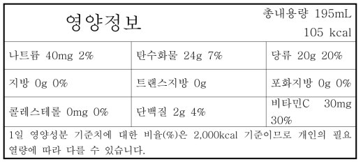 액상발효유 영양정보