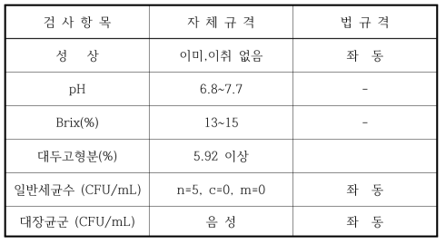 유기농 어린이두유 제품규격