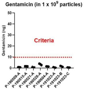 엑소좀 내 Gentamicin 잔존량