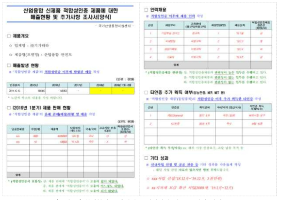 성과분석 프레임워크 최적화에 따른 조사서 양식