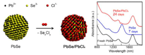 Cl2 처리된 PbSe 양자점과 흡수 스펙트럼