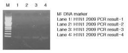 The result of amplification using the overlapping PCR method was loaded on a 2% agarose gel. M, molecular weight maker