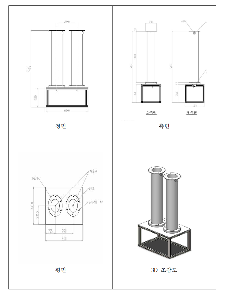 흡착실험 컬럼장치 모듈 설계도