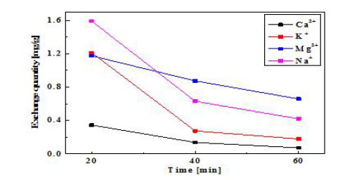 시간에 따른 각 이온의 이온 치환량