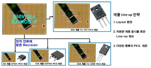 개발된 650V/50A Chip IP의 용량별 Line-up 전략