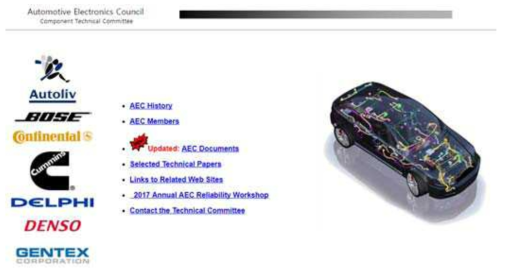 차량용 반도체 신뢰성평가 표준화 기관 AEC 홈페이지