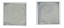 아민기 화합물의 코팅불량으로 인해 얼룩이 생긴 투명전극 사진