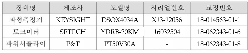 시험장비 목록