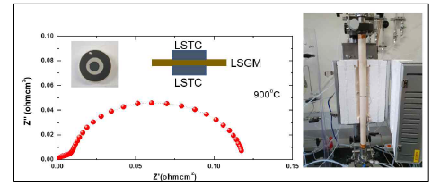 LSGM 대칭셀을 이용한 (LSTC)산화물 전극의 전극 저항값 분석